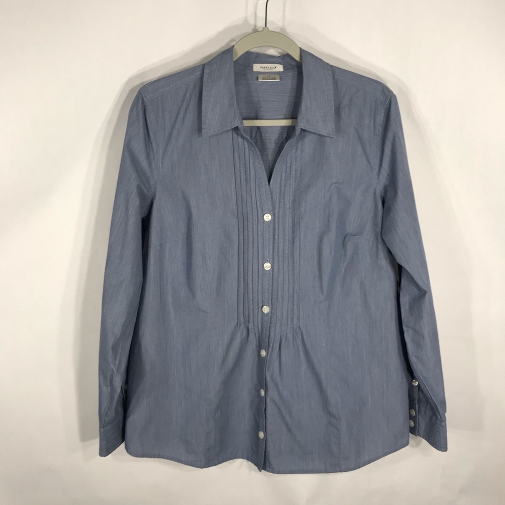 Van Heusen Light Blue Pinstriped Button-Up Blouse